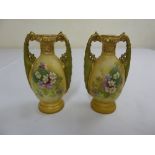 Pair of Vienna unglazed porcelain vases decorated to the sides with floral sprays