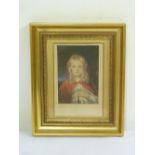 A framed and glazed Baxter print of Little Red Riding Hood, 19.5 x 12.5cm