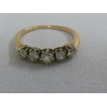 9ct gold five stone diamond ring, approx total 1.7g