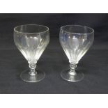 Pair of Victorian rummer glasses fluted sides on spreading bases