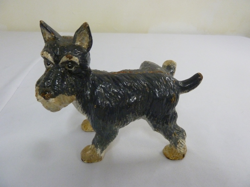 Cold painted bronze of a miniature Schnauzer, A/F