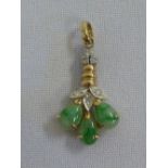 9ct gold, jade and diamond brooch