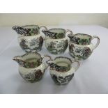 Five T.G. Green Ming Dutch jugs circa 1920