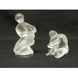 Two Lalique crystal figurines of ladies, marks to the base