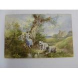 A Victorian watercolour of children playing, in the style of Miles Birket Foster, 23.5 x 37cm  (