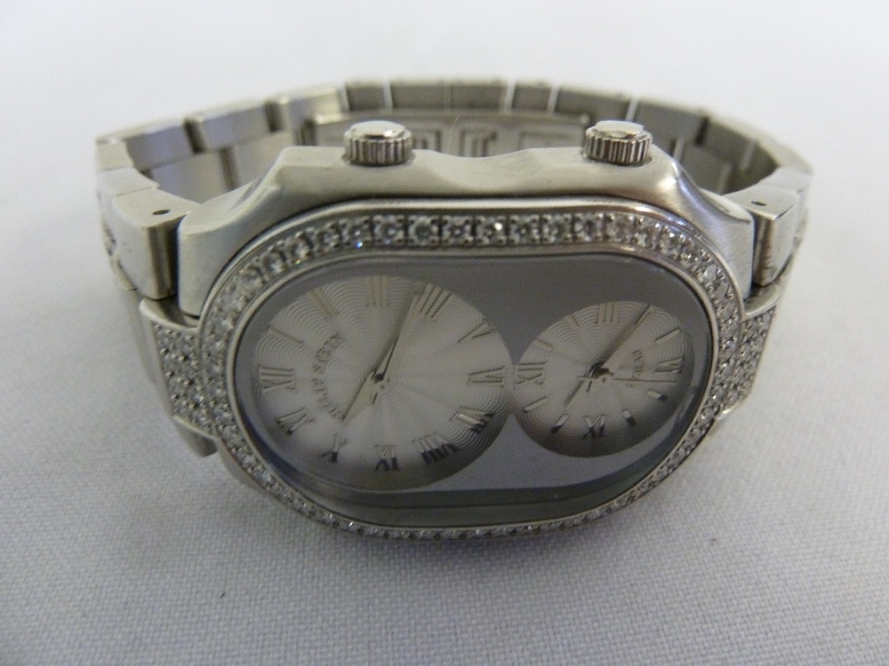 Philip Stein wristwatch stainless steel with diamond set bezel and bracelet to include original