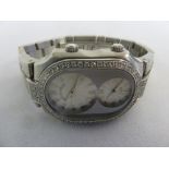 Philip Stein wristwatch stainless steel with diamond set bezel and bracelet to include original