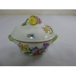 Herend covered dish, the pull off cover with floral finial
