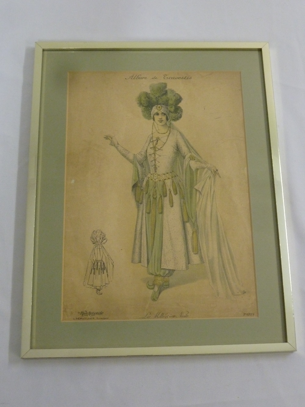 19th century framed French fashion print, 33.5 x 23.5cm