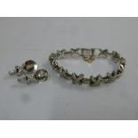 White gold and diamond bracelet with matching earrings, tested 18ct, approx 62.7g