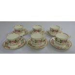 Six Royal Worcester Royal Garden cups and saucers  (12)