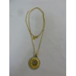 18ct gold chain and Star of David pendant set with diamonds, approx 32.3g