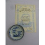 Ching dynasty blue and white Chinese export plate from the Nanking Cargo to include certificate