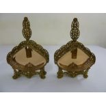 Pair of French gilt metal and glass display perfume bottles