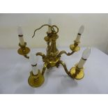 Victorian brass five branch chandelier