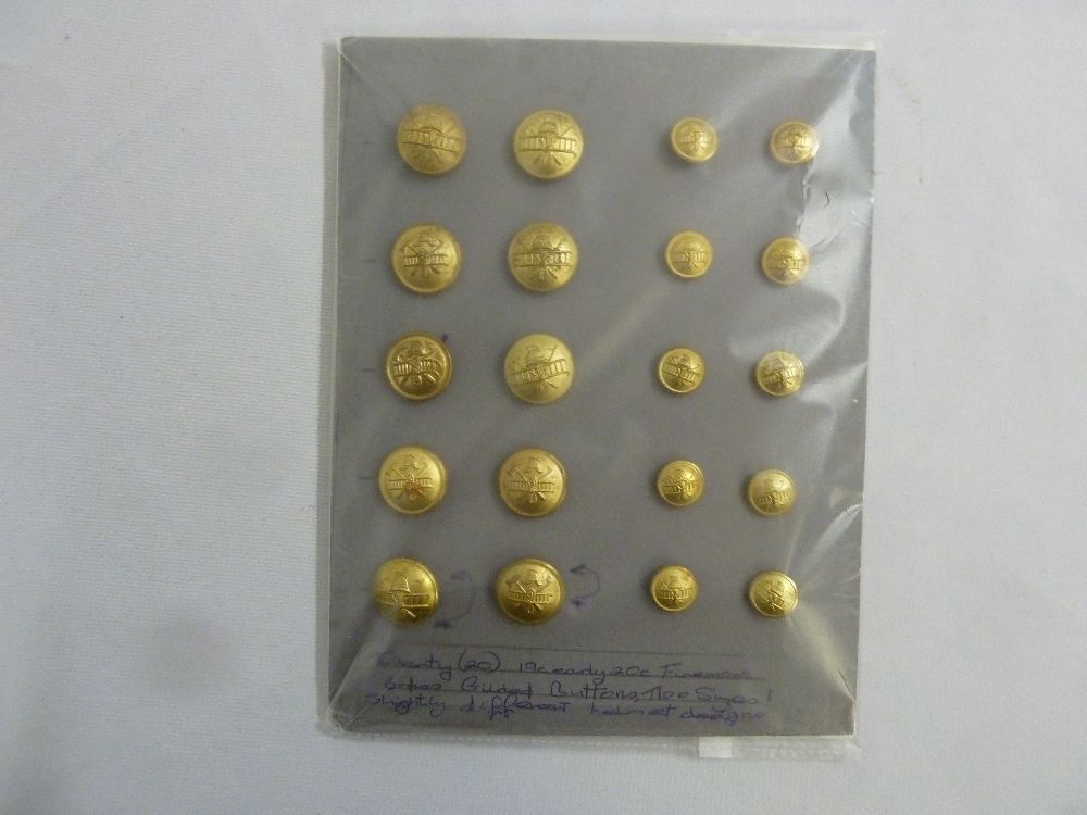 Twenty late 19th/early 20th century Firemans gilded buttons, possibly continental