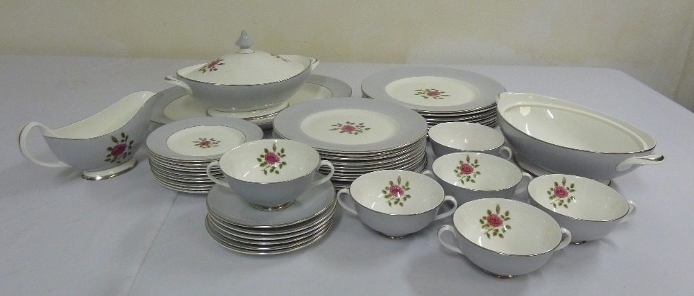Royal Doulton Chateau Rose part dinner service to include tureen and cover, sauce boat, plates and