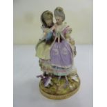 19th century Meissen figural group of two ladies whispering, A/F