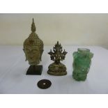 A quantity of Oriental artefacts and a rock crystal vase (4)
