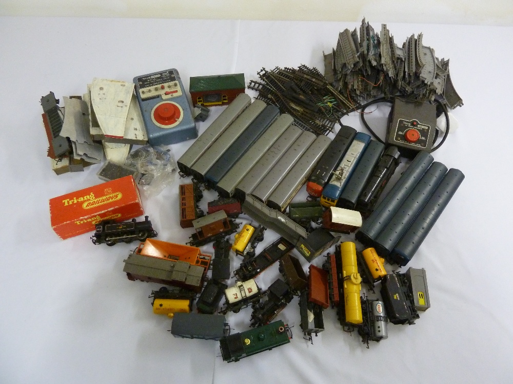 A quantity of OO gauge model railways playworn to include engines, coaches, rolling stock track