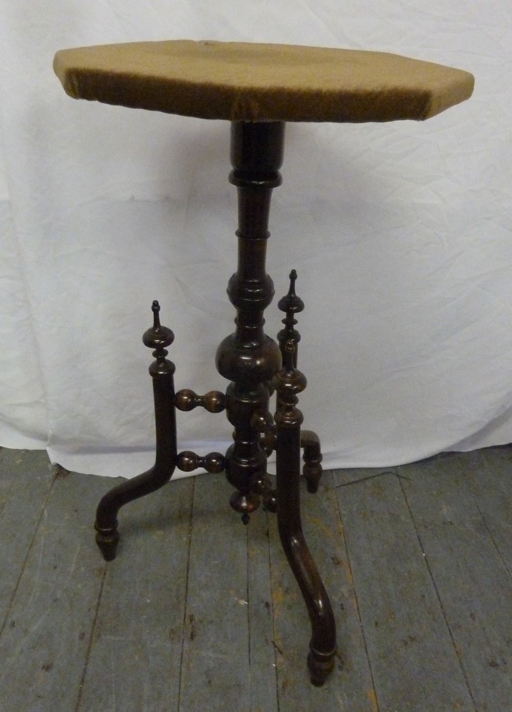 Mahogany side table on three scroll legs