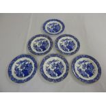 Six Royal Worcester blue and white plates, circa 1880