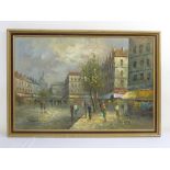 B.R. Vety framed oil on canvas of a Parisian street scene, signed bottom left, 59.5 x 90cm