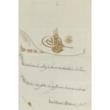 A FIRMAN of SULTAN ABDULHAMIT II.  A firman of Sultan Abdulhamit II., imprint tughra.  Sultan