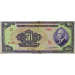A Turkish banknote.   1942 with Inonu picture. 3rd emission 50 lira.