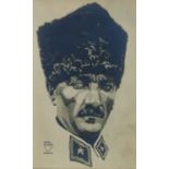 A POSTCARD - Ataturk A postcard, Ataturk. Drawing of İhab Hulusi Grey who is  the founder of the