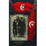 A POSTCARD - Ataturk and Latife Hanim.  A postcard with the Turkish Flag. Mustafa Kemal Ataturk