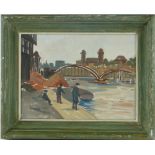 20th century oil on canvas, figures on a