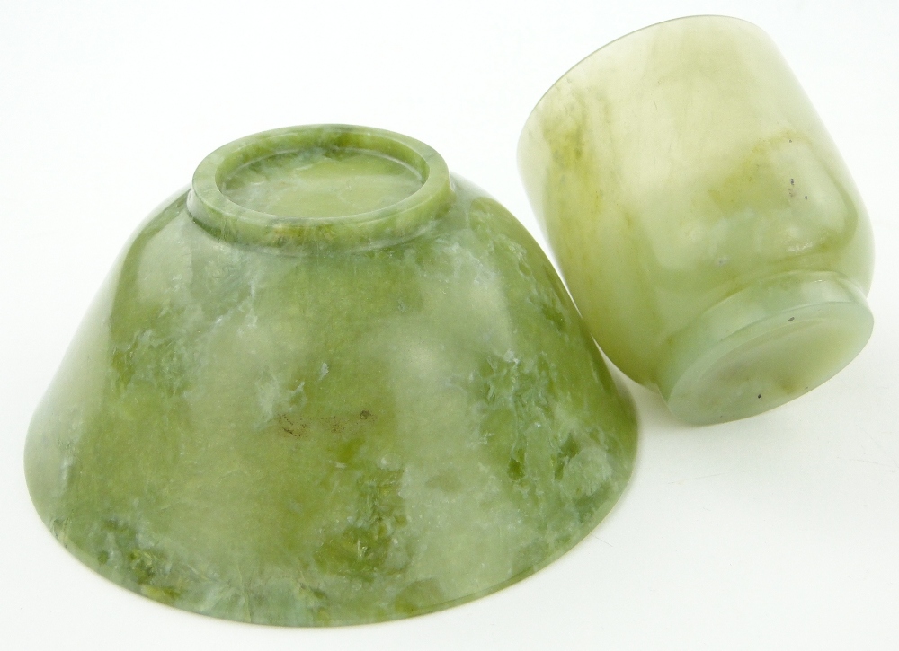 A Chinese jade bowl, 
diameter 3.75" and a beaker, (2). - Image 2 of 7