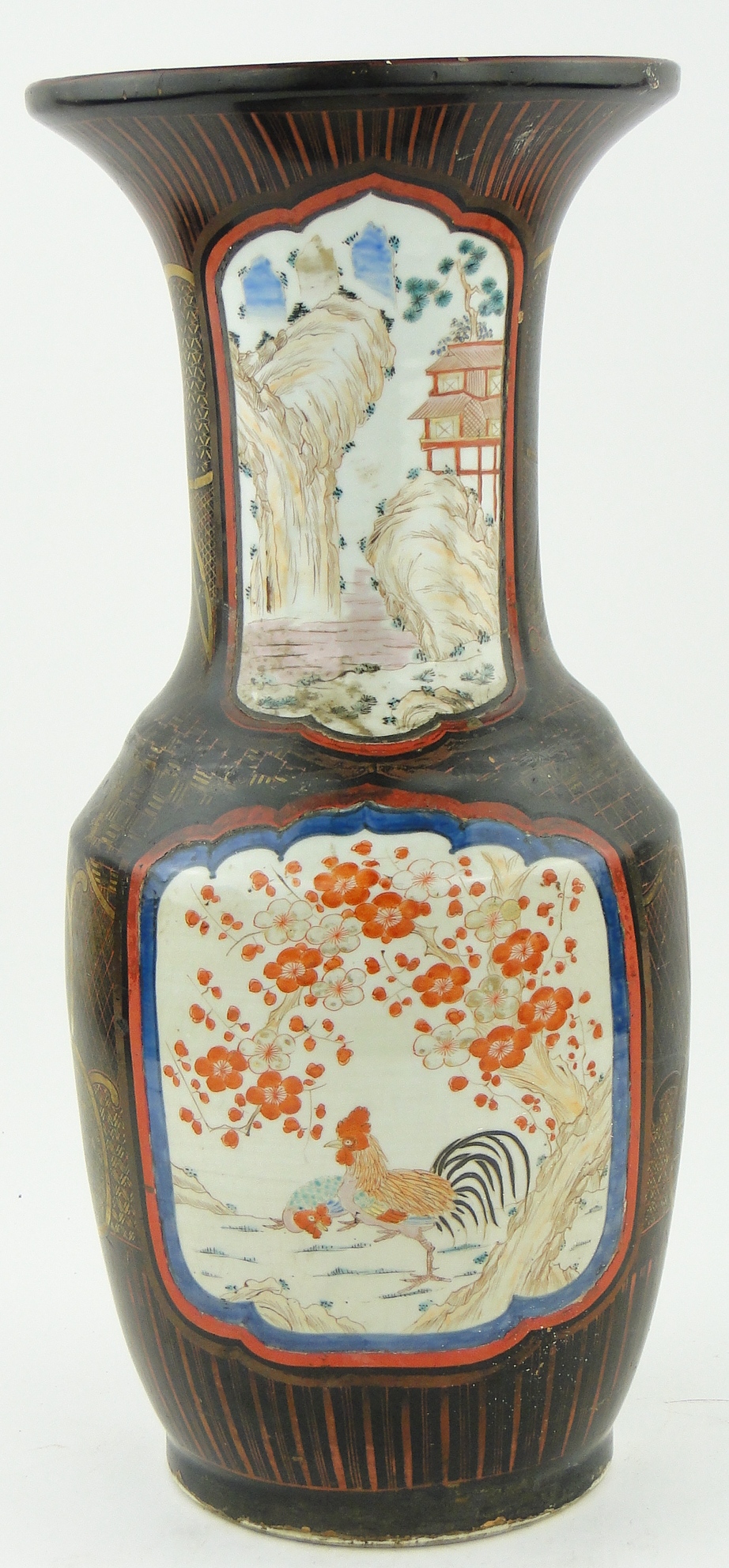18/19th century Chinese vase
with lacquer and hatch gilded ground covering blue and white - Image 3 of 10