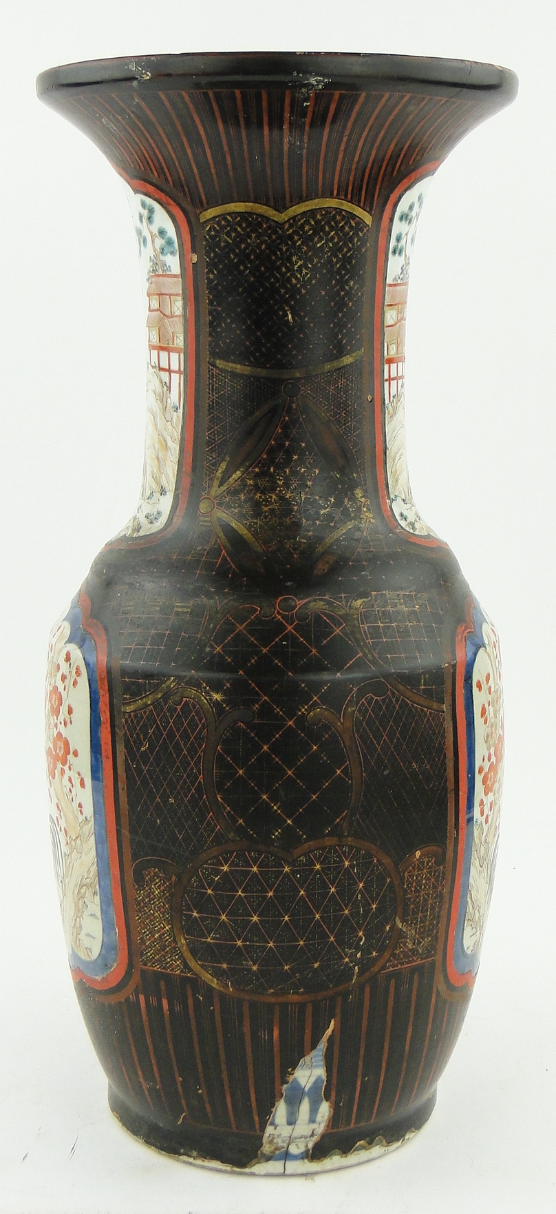 18/19th century Chinese vase
with lacquer and hatch gilded ground covering blue and white - Image 4 of 10