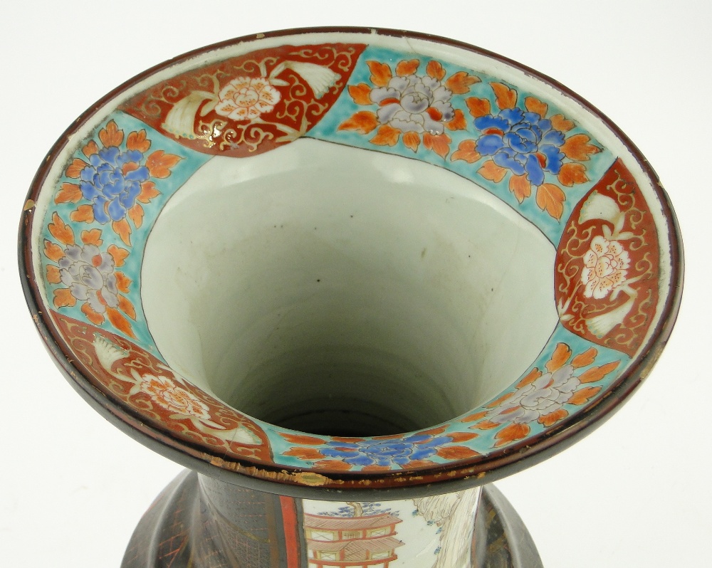 18/19th century Chinese vase
with lacquer and hatch gilded ground covering blue and white - Image 6 of 10
