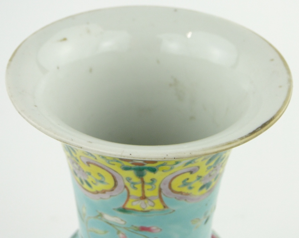 A Chinese vase
with dragon design on turquoise ground, 12". - Image 6 of 7