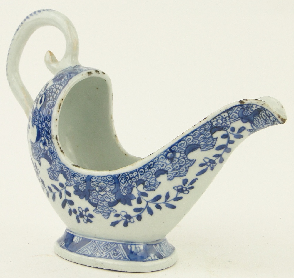 An 18th century Chinese blue and white sauceboat,
height 6.5". - Image 2 of 9