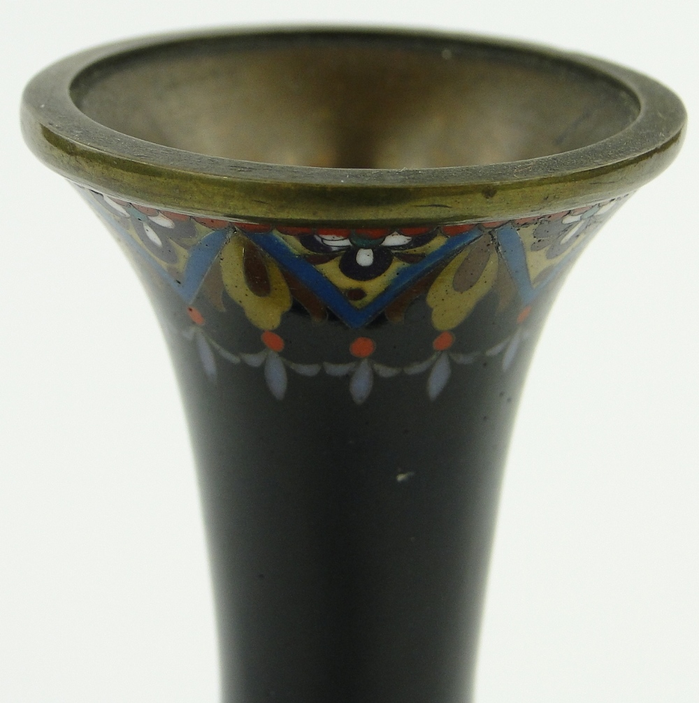 A Chinese blue ground Cloisonne vase
decorated with birds and flowers, 7.25". - Image 3 of 6