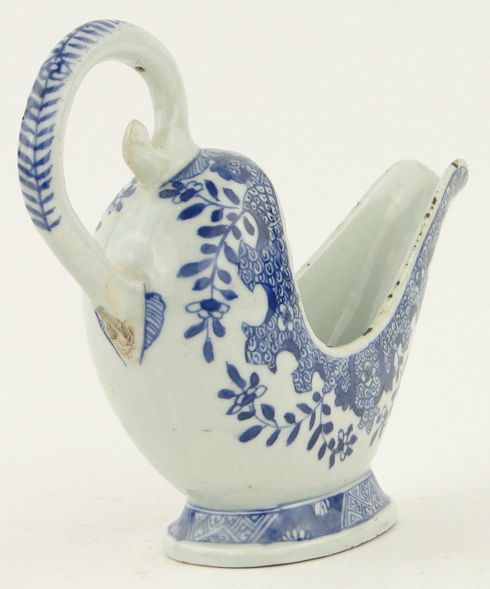 An 18th century Chinese blue and white sauceboat,
height 6.5". - Image 5 of 9