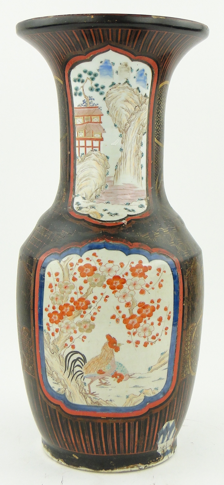 18/19th century Chinese vase
with lacquer and hatch gilded ground covering blue and white - Image 5 of 10