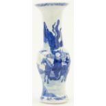 Chinese blue and white Yen Yen vase
with design of figures jousting, 11.5".