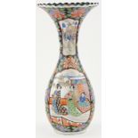 A Chinese porcelain vase
with figure decorated panels and bird and floral decoration, with 6