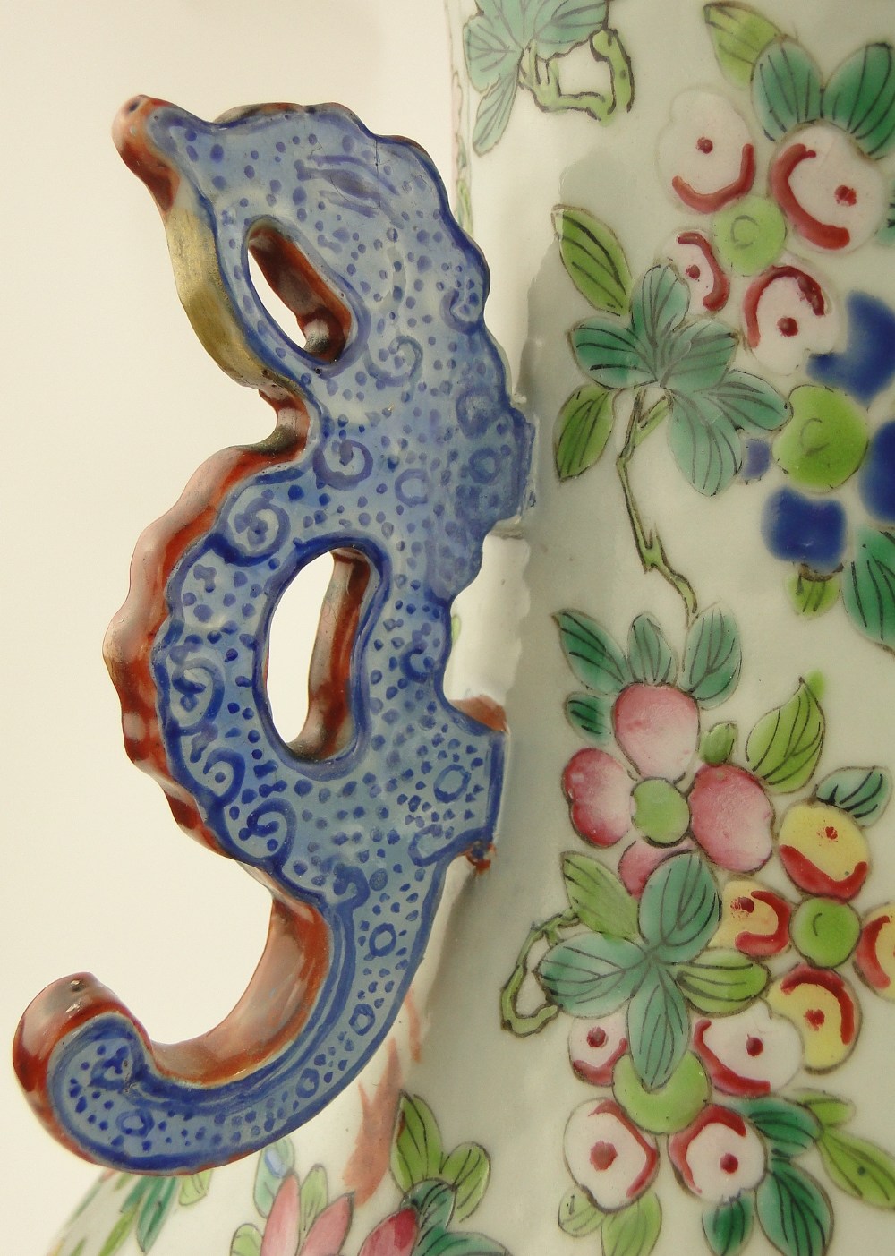 A Cantonese porcelain vase
with panels depicting figures, on butterfly and floral decorated ground, - Image 4 of 11
