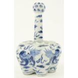 19th century blue and white Chinese tulip vase
with 4 character mark, 9.5".