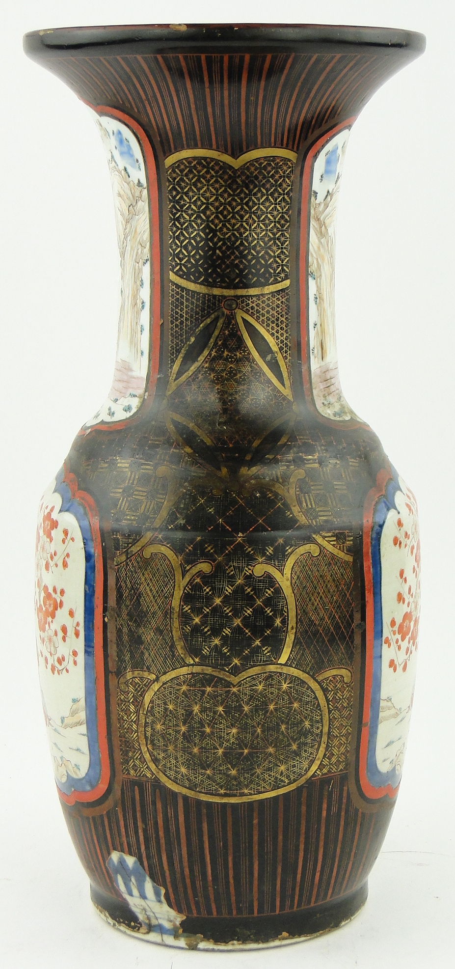 18/19th century Chinese vase
with lacquer and hatch gilded ground covering blue and white - Image 2 of 10
