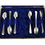 Set of 6 Edwardian silver picture back milkmaid teaspoons,
Sheffield 1902.