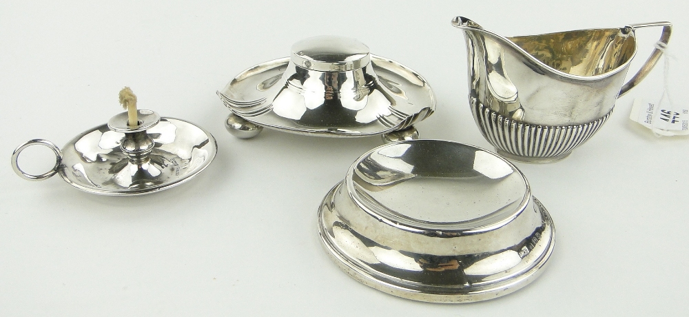 Group of miniature silver items,
comprising silver chamberstick Birmingham 1902,