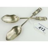 Pair of Liberty Art Nouveau silver teaspoons,
Birmingham 1928.