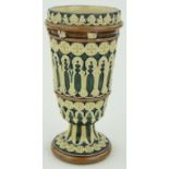 An embossed and painted pottery vase
marked Doulton & Co., Lambeth, 8.75".